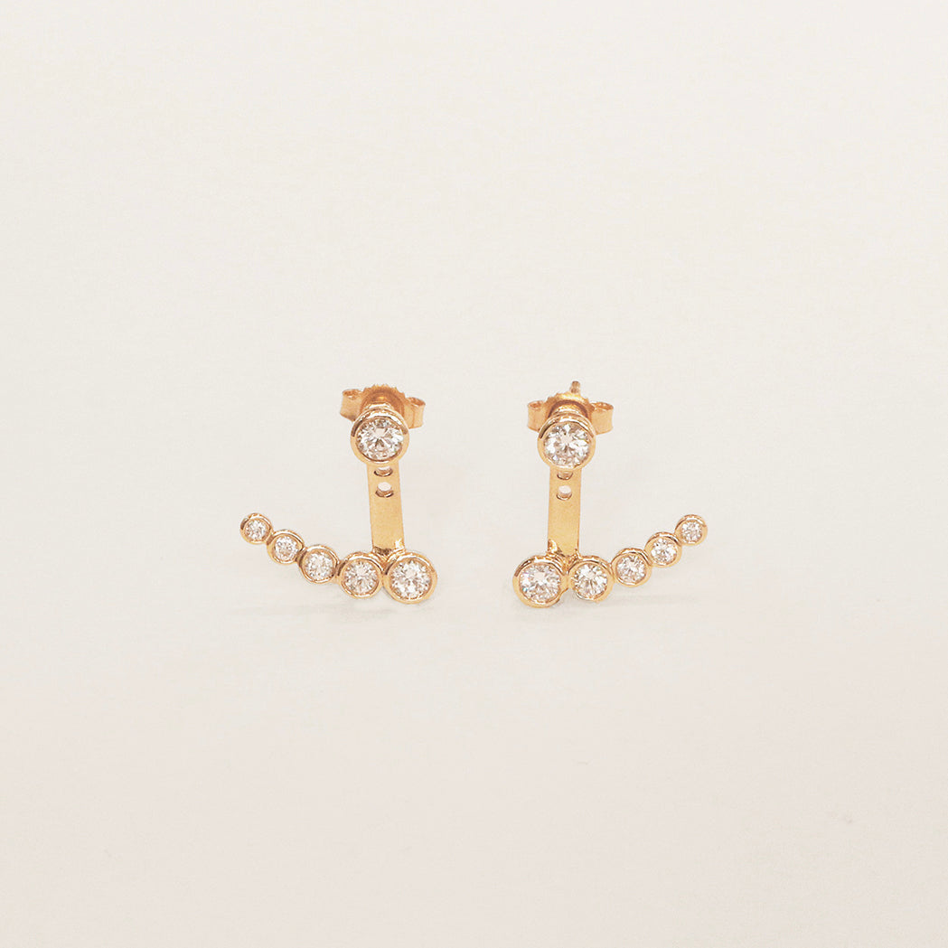 Rock Ear Jacket Earrings Gold & Diamonds