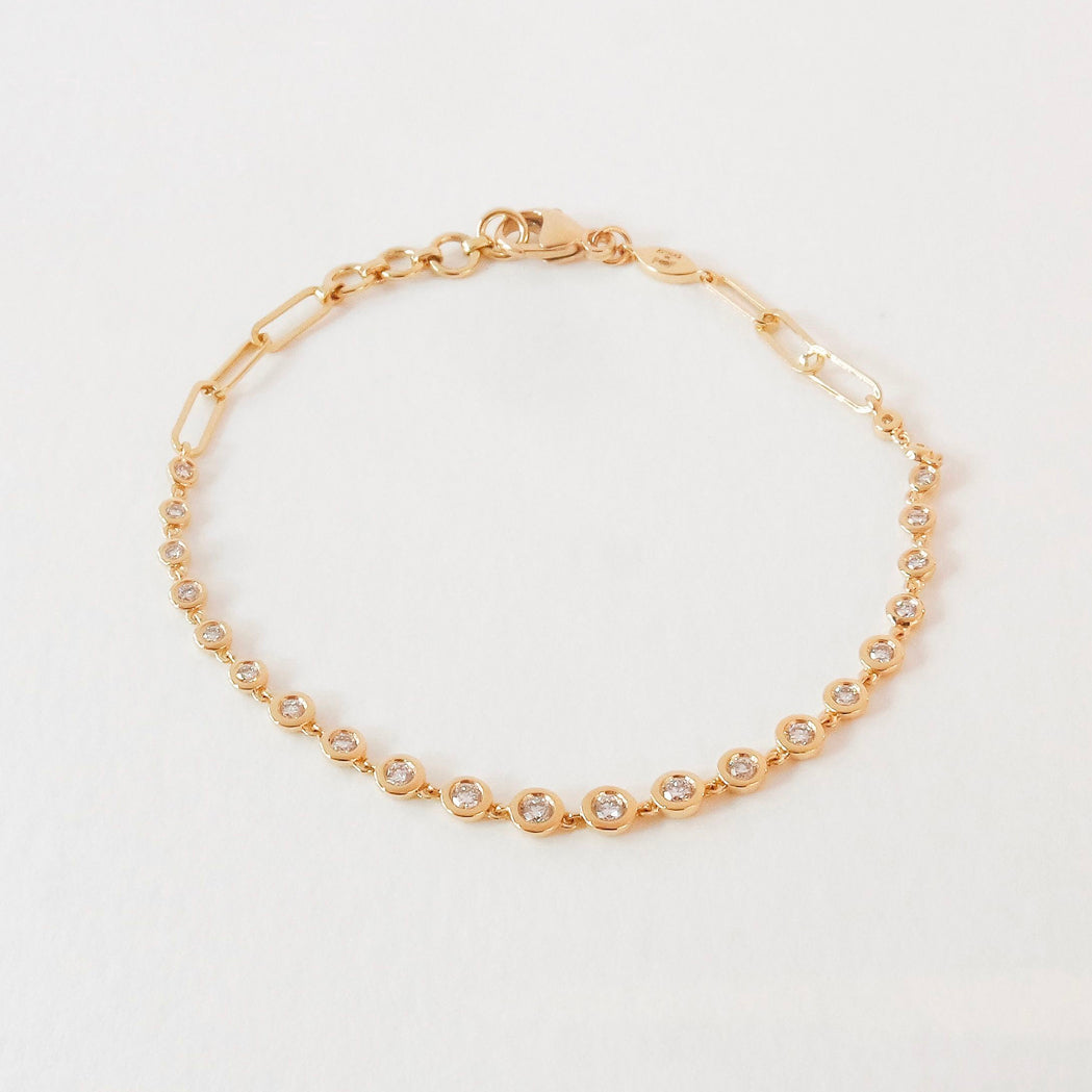 Esmée Paperclip Gold & Diamond Bracelet