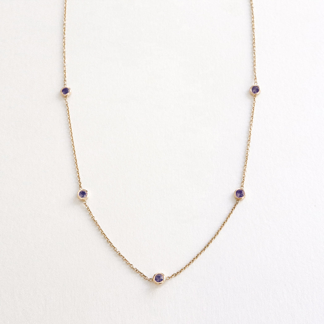 Gold & Blue Sapphires “Five” Necklace