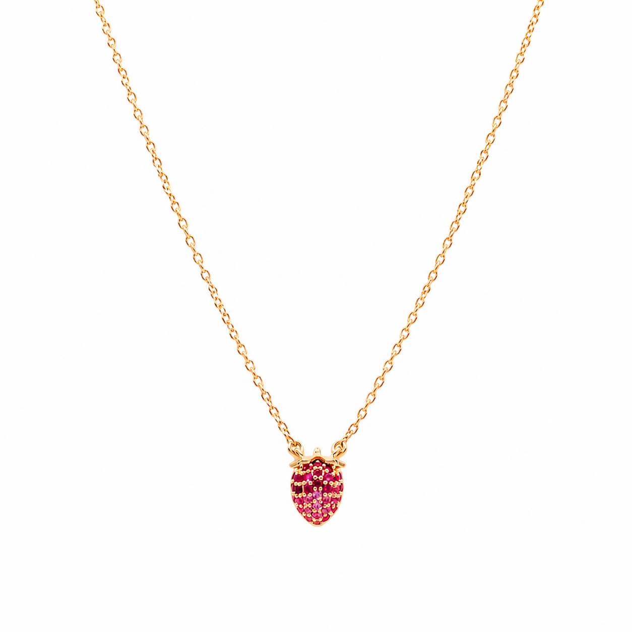 Fragola Halskette – Gold & Rosa Saphire
