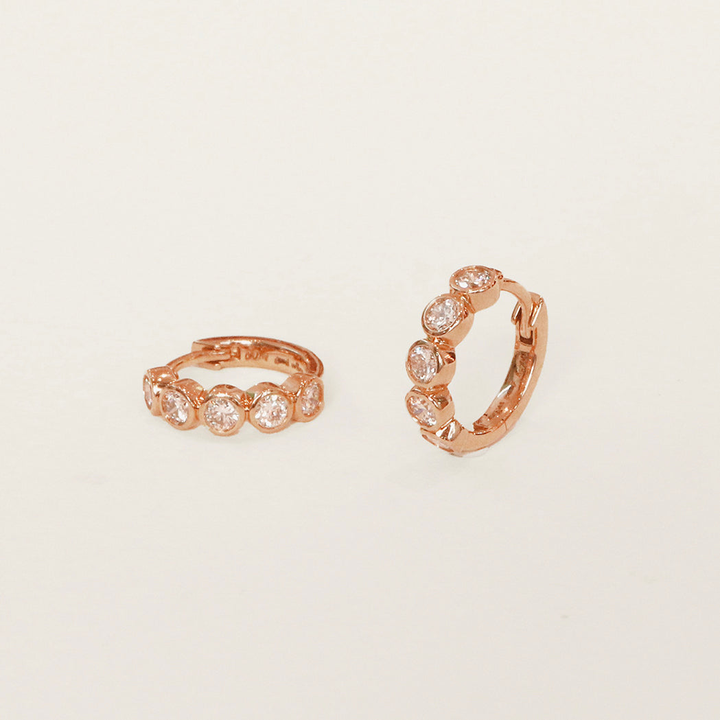 Glow Hoop Earrings - 10 mm - Gold & Diamonds