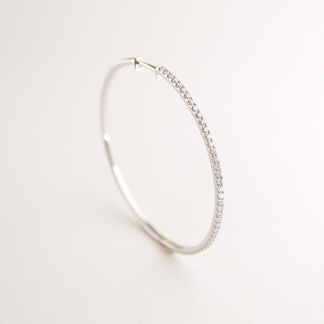 Large Gold & Diamonds Hoop Earrings - 45 mm