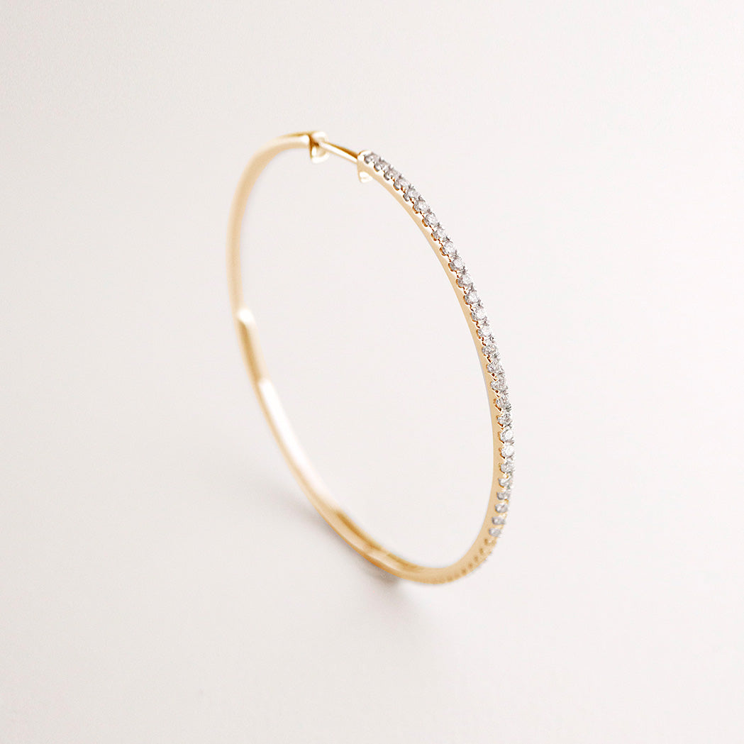 Large Gold & Diamonds Hoop Earrings - 45 mm