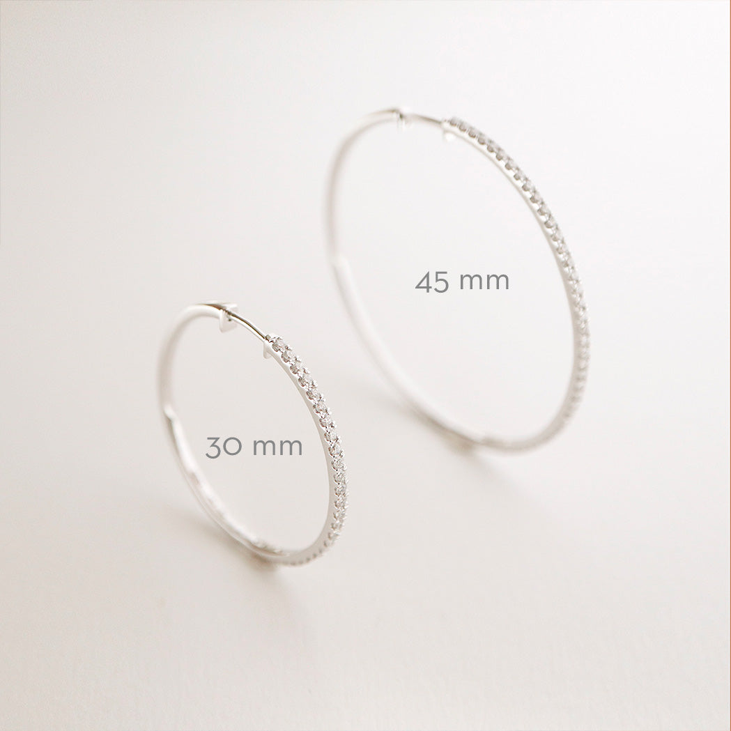 Boucles d'oreilles Grandes Créoles Or & Diamants - 30 mm