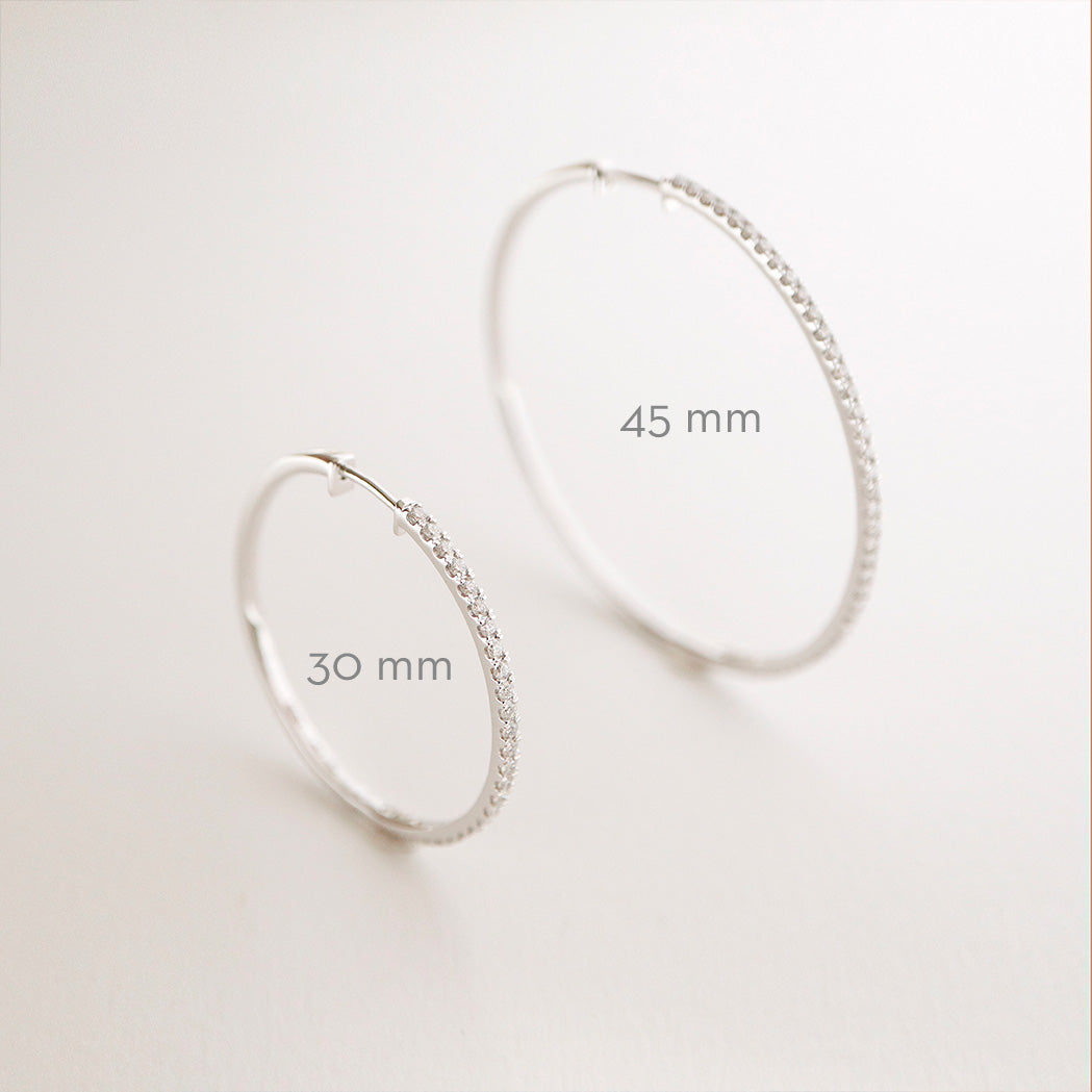 Large Gold & Diamonds Hoop Earrings - 30 mm