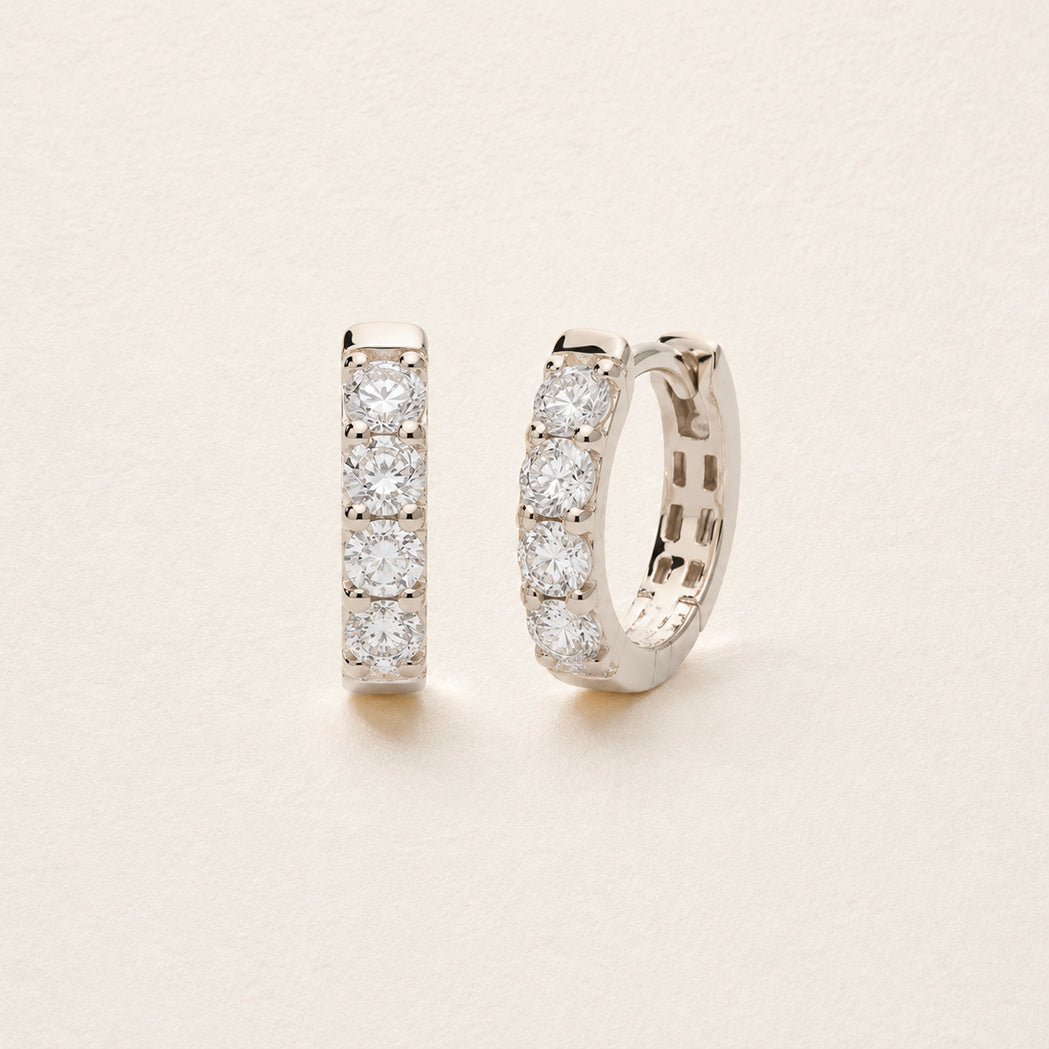 Halo Hoop Earrings 9 mm - Gold & Diamonds
