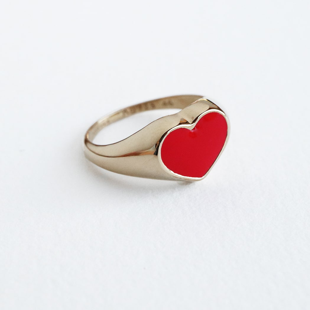 Enamelled Heart Signet Ring