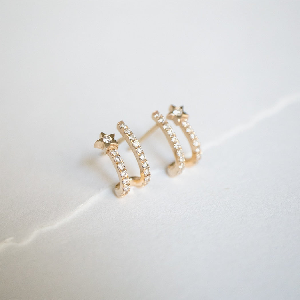 Gold and Diamond Illusion Earrings
