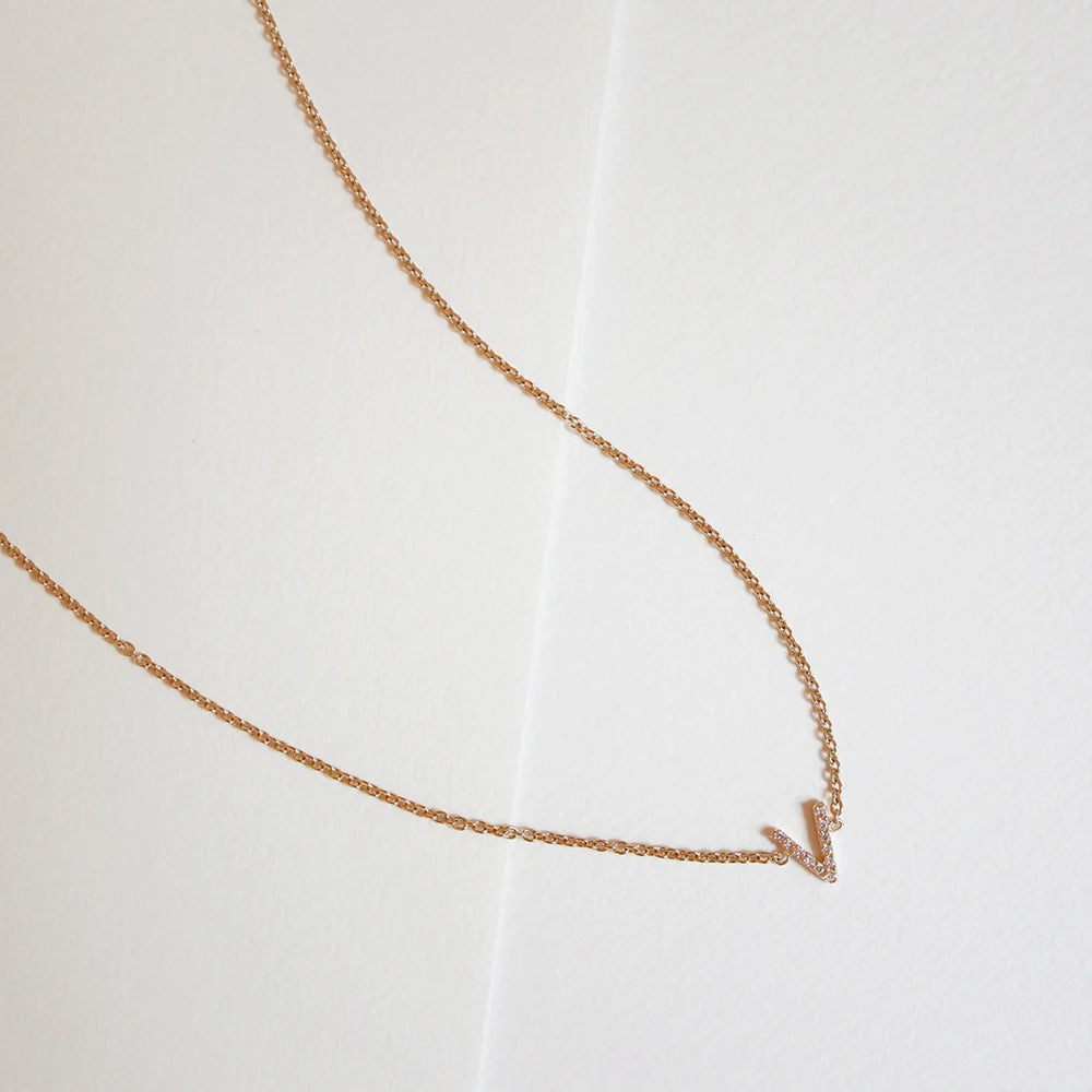 Rose Gold & Diamond Initial Necklace