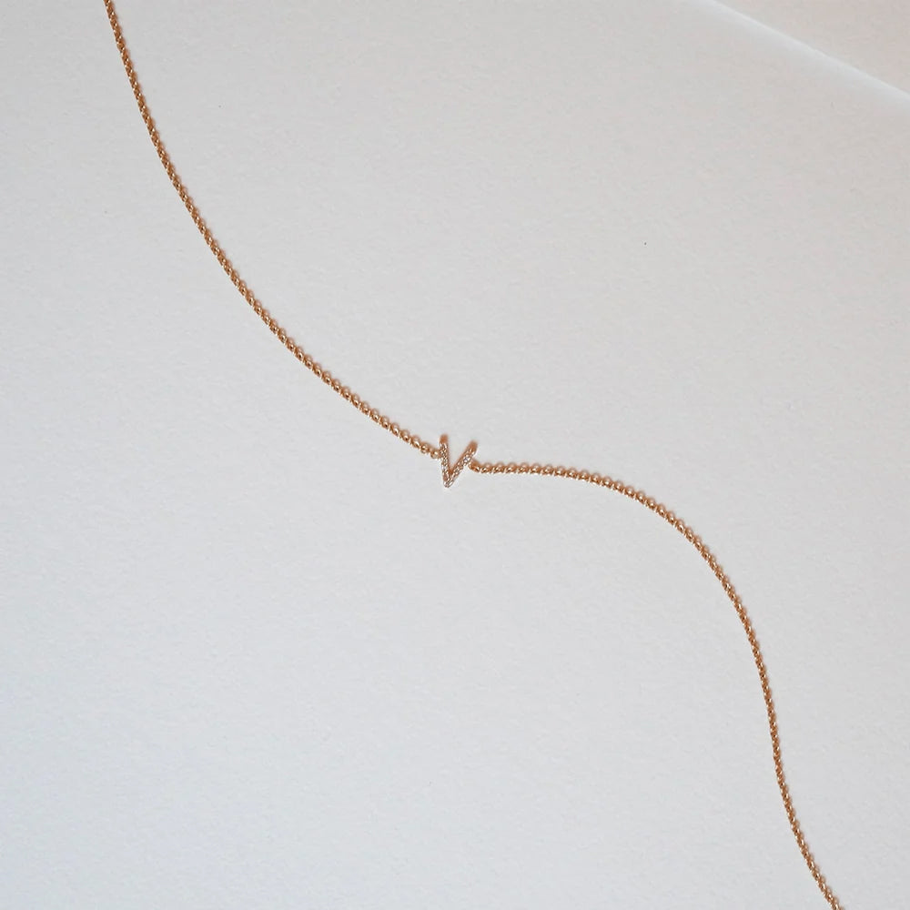Rose Gold & Diamond Initial Necklace