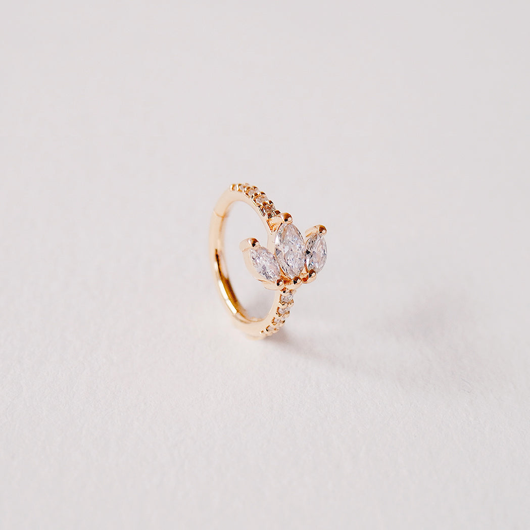 Lotus Clicker Ear Piercing - Gold & Diamonds
