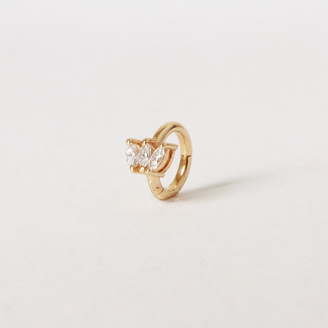 Piercing Clicker Lotus Flower Or & Diamants