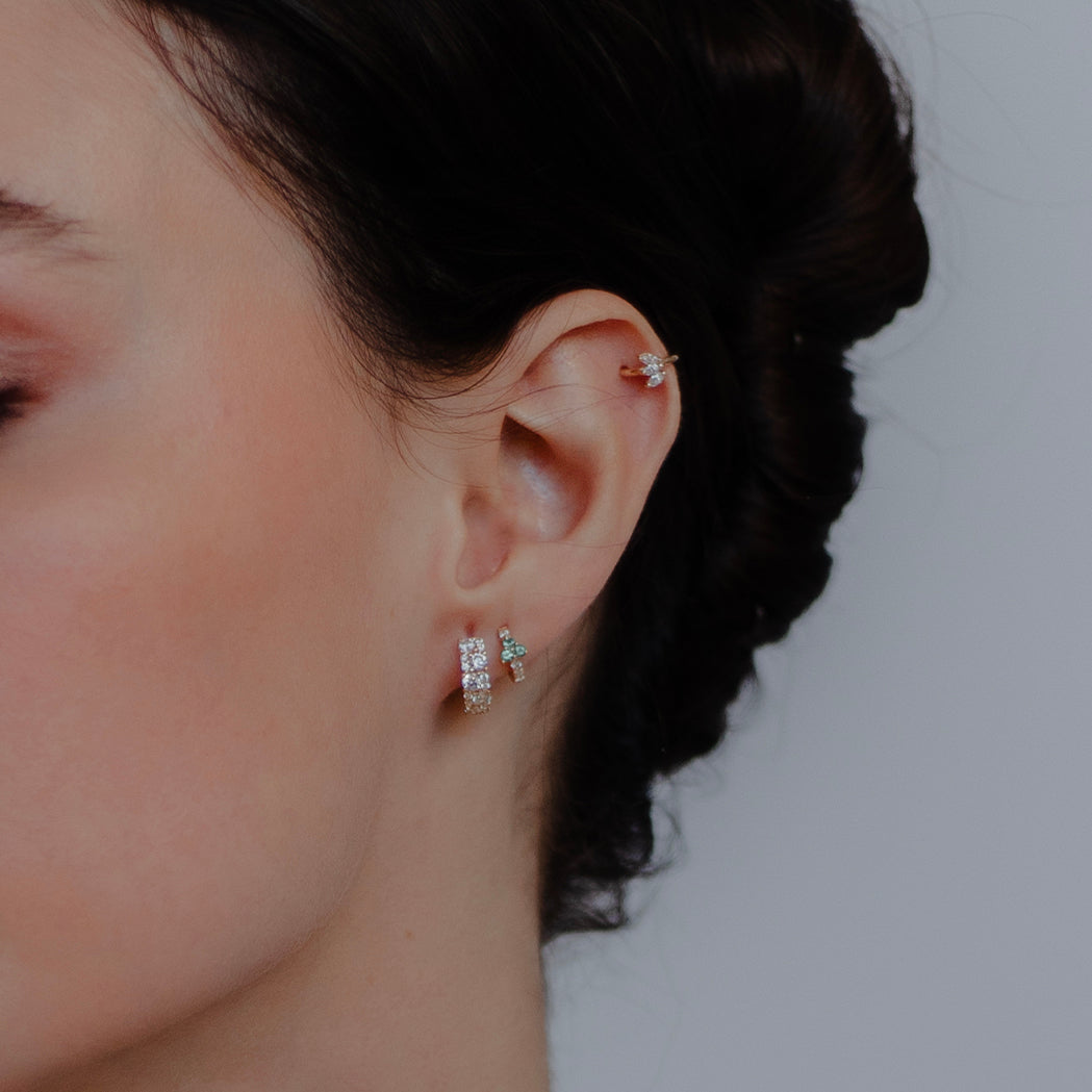 Piercing Clicker Lotus Flower Or & Diamants
