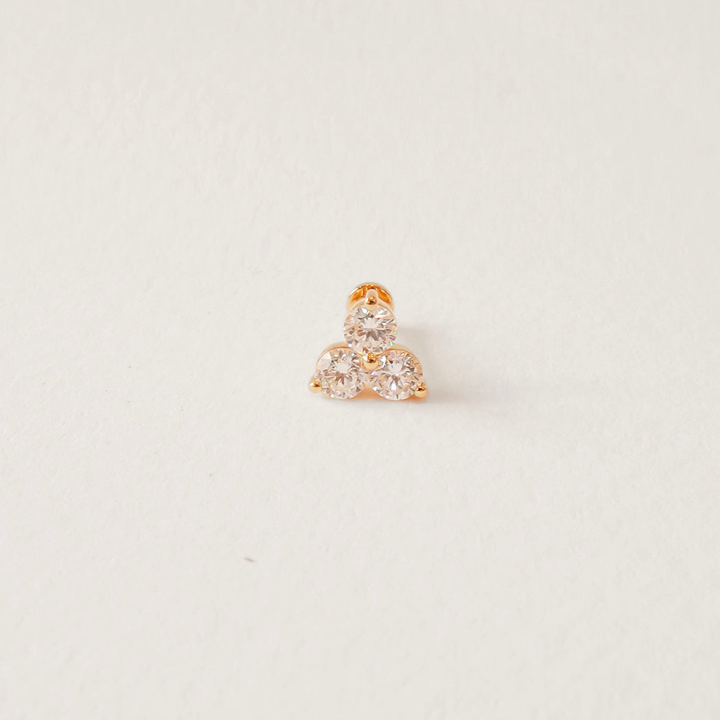 Mini Triad Earring - Gold & Diamonds - L (3.0)