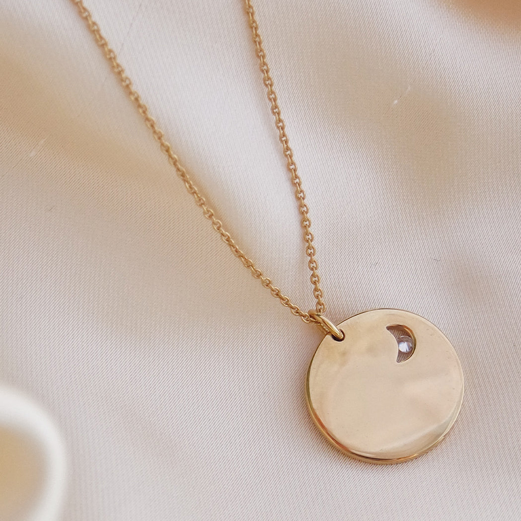 Moon Medal Necklace - To Engrave