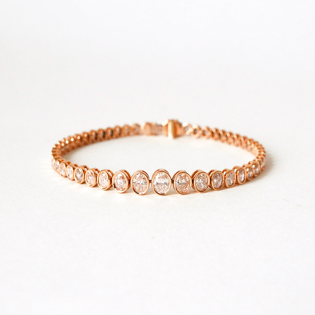 Eternity Oval Tennis Bracelet - Gold & Diamonds