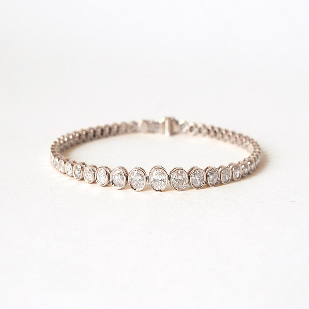 Eternity Oval Tennis Bracelet - Gold & Diamonds