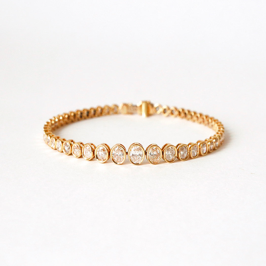 Eternity Oval Tennis Bracelet - Gold & Diamonds