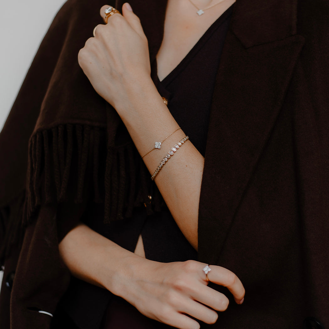 Eternity Oval Tennis Bracelet - Gold & Diamonds