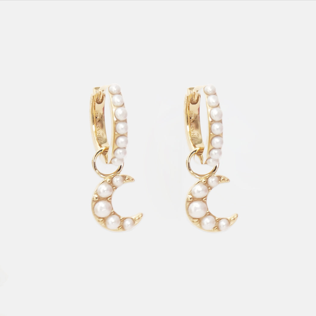 Pearly Moon Hoop Earrings - Small