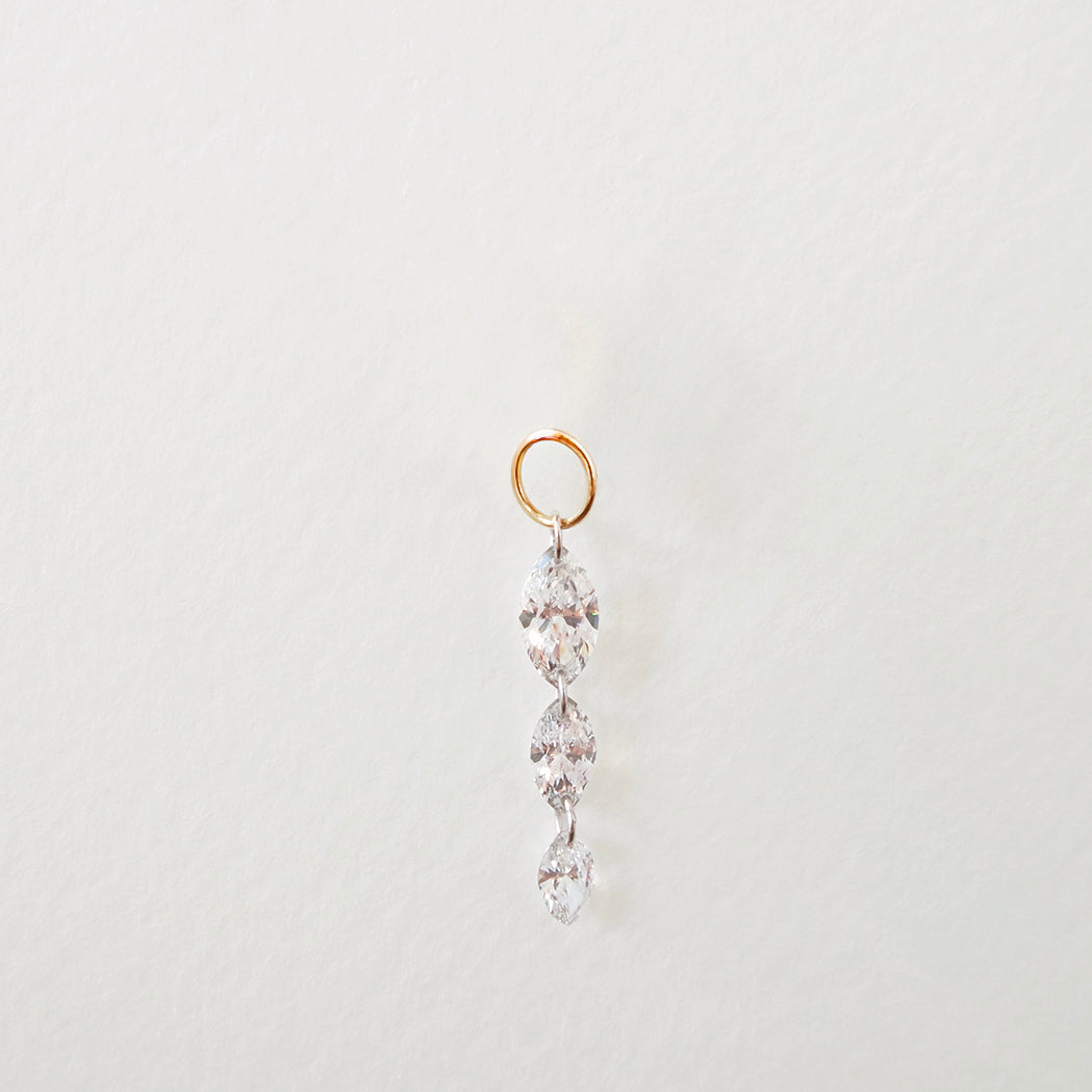 3 Drilled Diamond Pendant for Earrings - Marquise