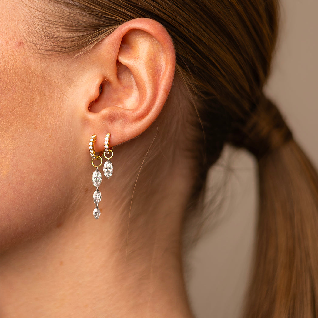 Drilled Diamond Pendant for Earrings - Marquise