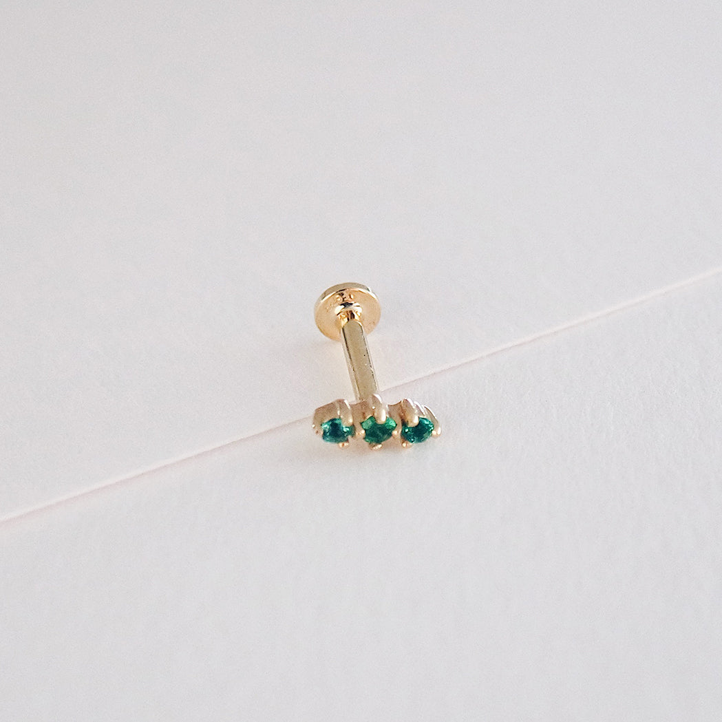 Aries Ear Piercing - Gold & Emeralds