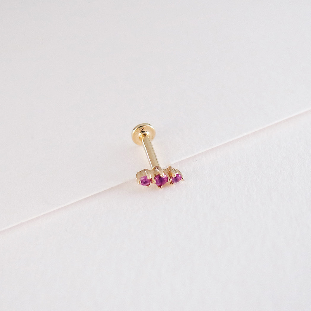 Aries Ear Piercing - Gold & Pink Sapphires