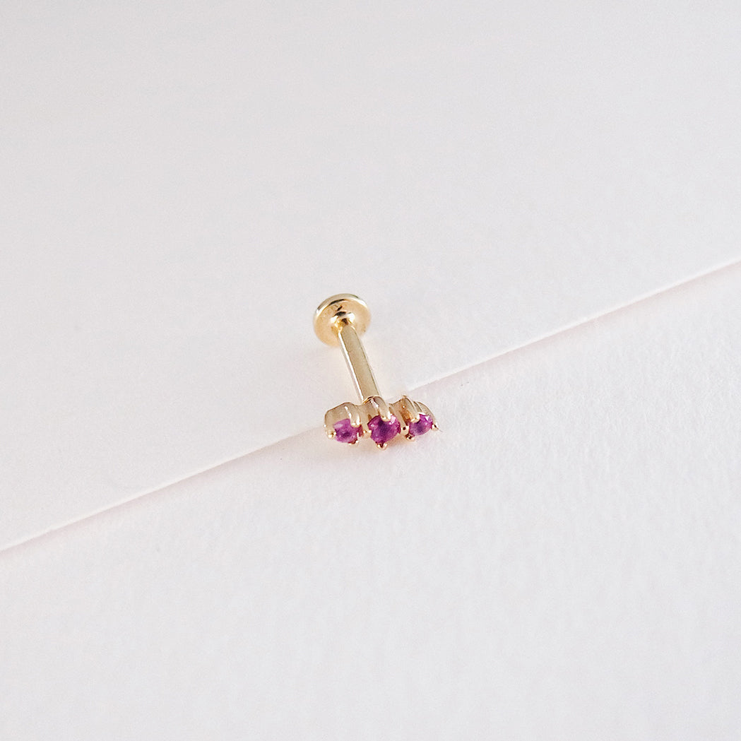 Aries Ohrpiercing - Gold & Rosa Saphir