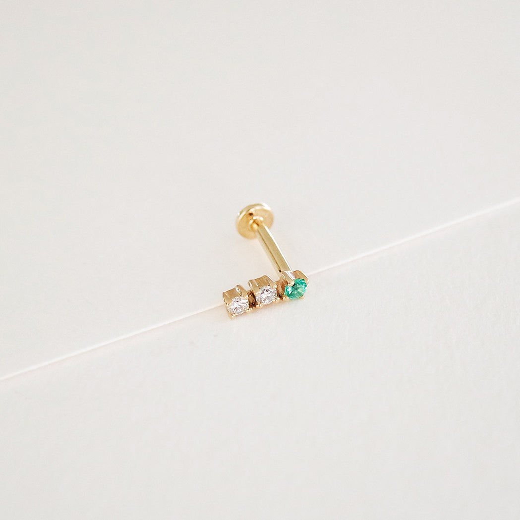 Cassiopeia Ear Piercing - Gold, Emerald & Diamonds