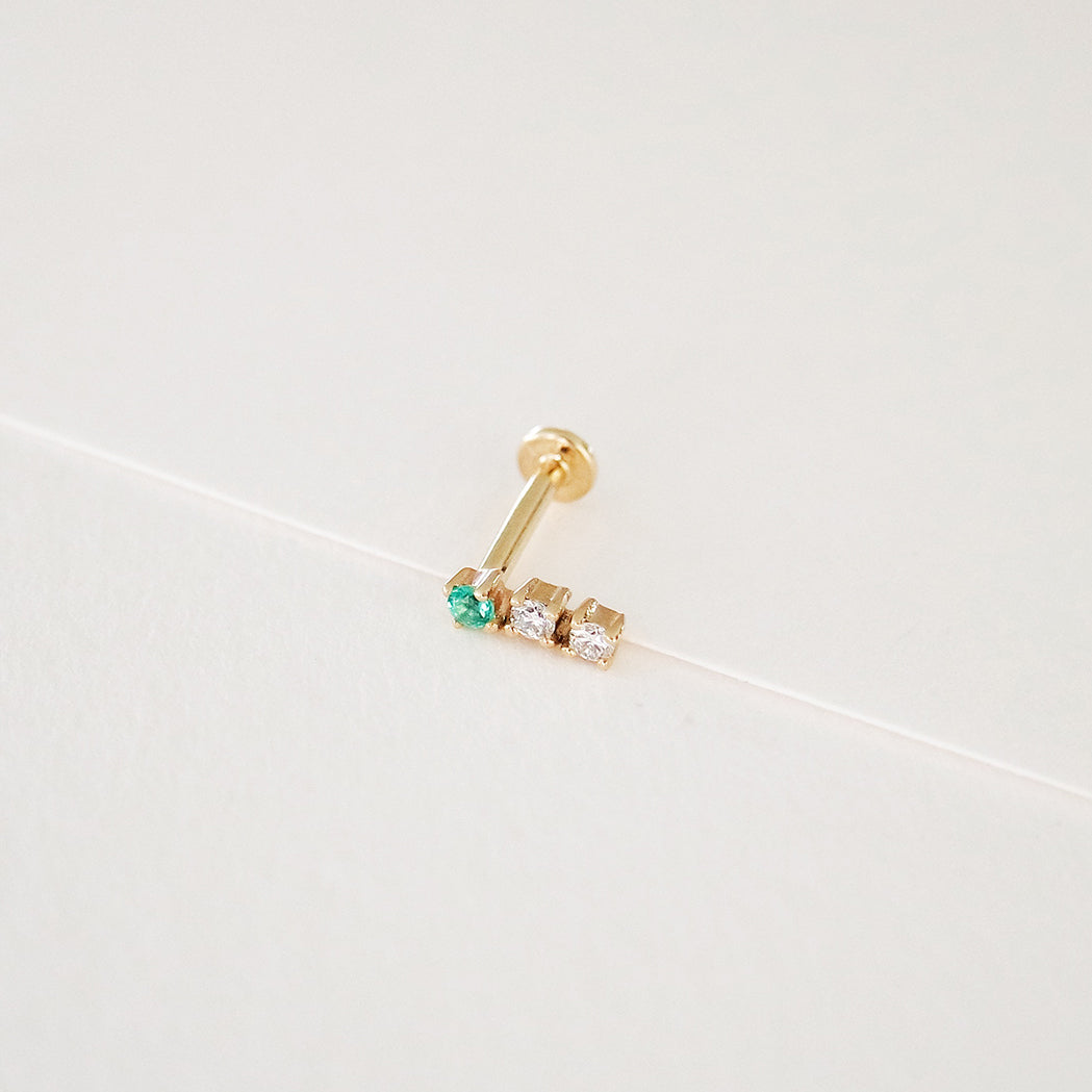 Cassiopeia Ear Piercing - Gold, Emerald & Diamonds