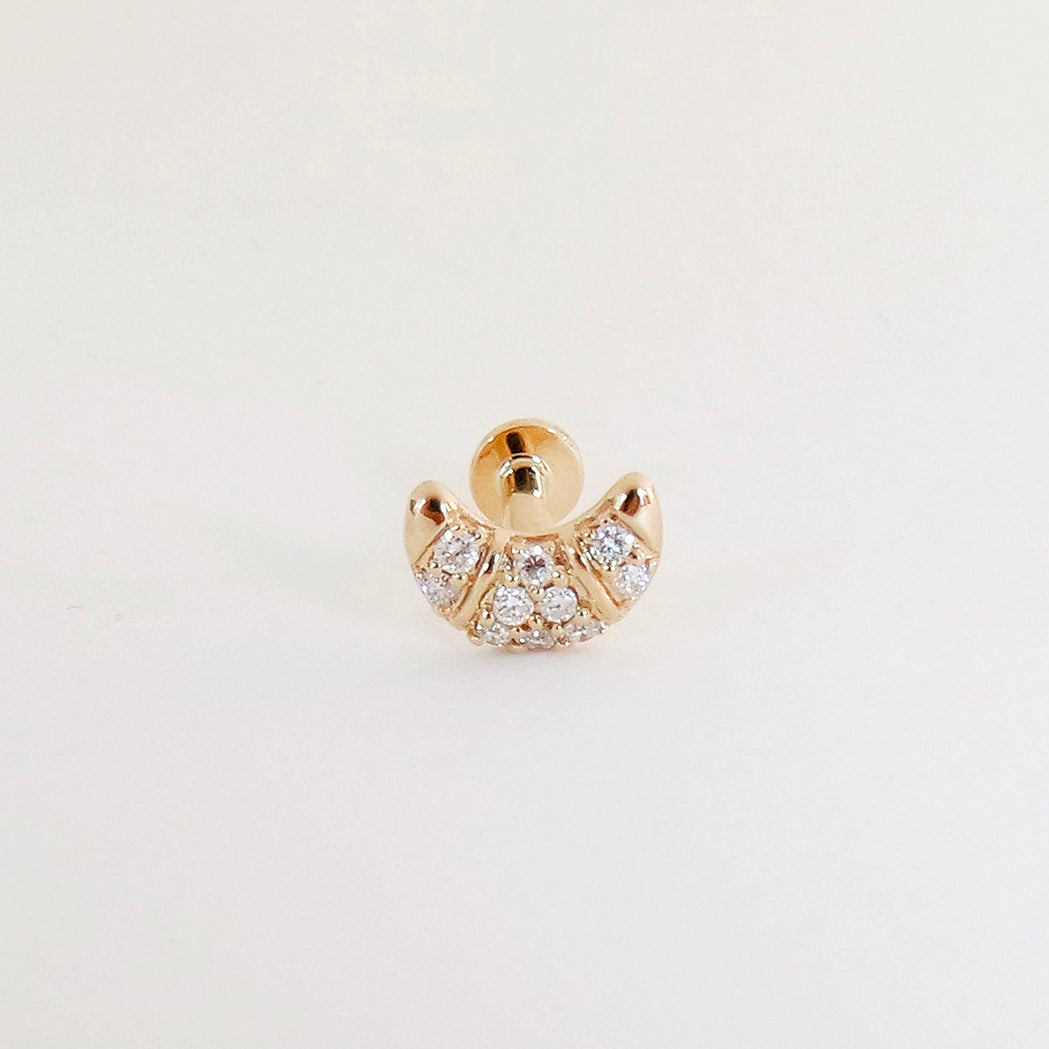 French Croissant Ear Piercing - Gold & Diamonds