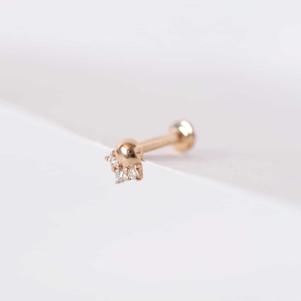 Crown Piercing Stud - Gold & Diamond