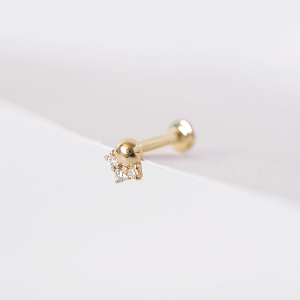 Crown Piercing Stud - Gold & Diamond