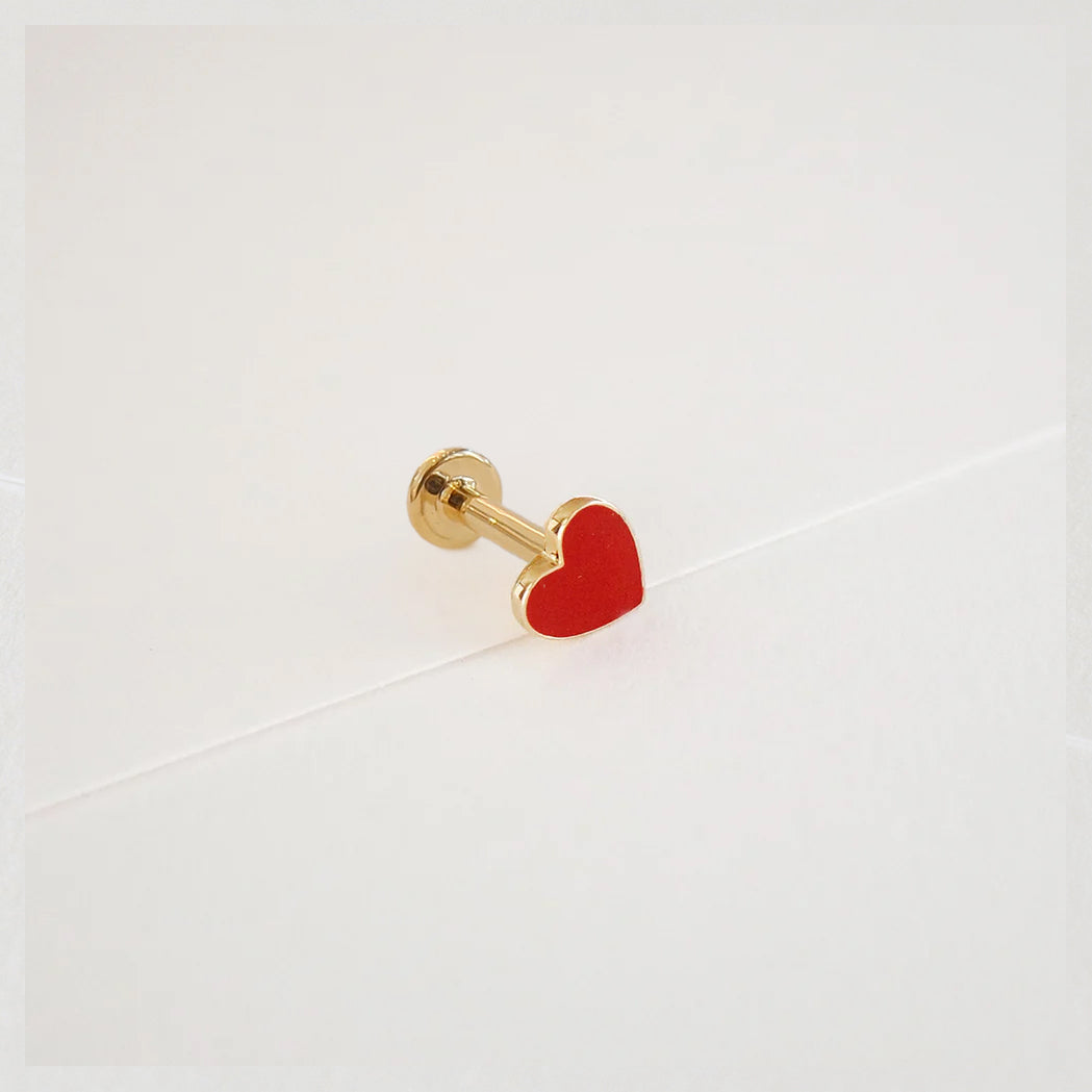 Heart Ear Piercing - Gold & Enamel