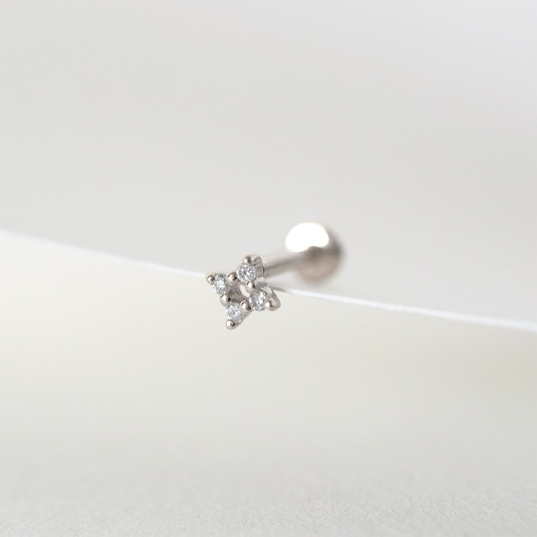 Flower Piercing Stud - Gold & Diamonds