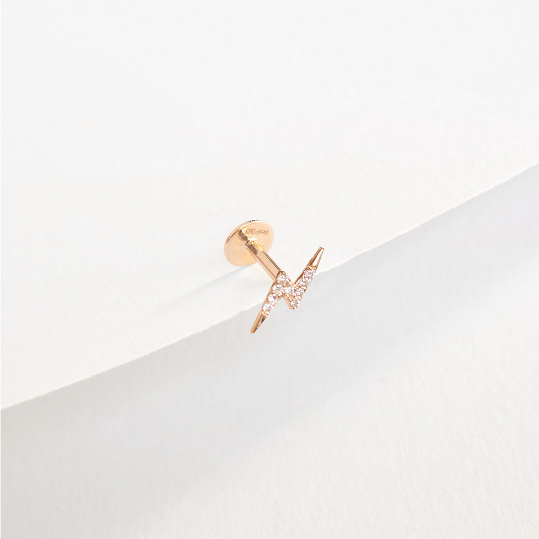 Gold and Diamond Lightning Stud Earring