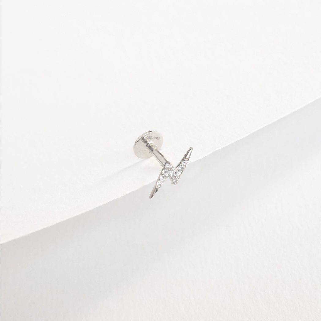 Gold and Diamond Lightning Stud Earring