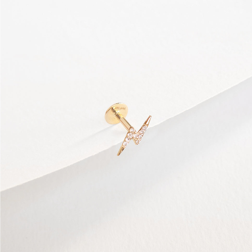 Gold and Diamond Lightning Stud Earring
