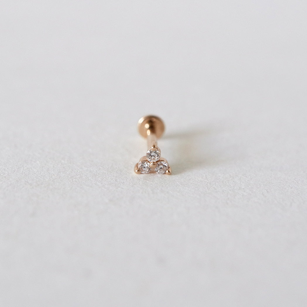Mini Triad Earring - Gold & Diamonds - XS (1.5)