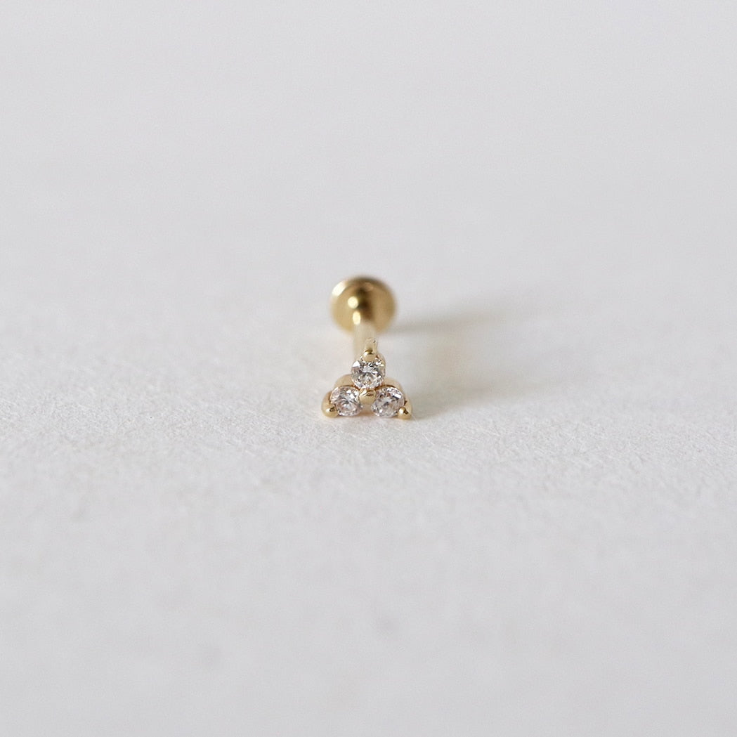 Mini Triad Earring - Gold & Diamonds - XS (1.5)