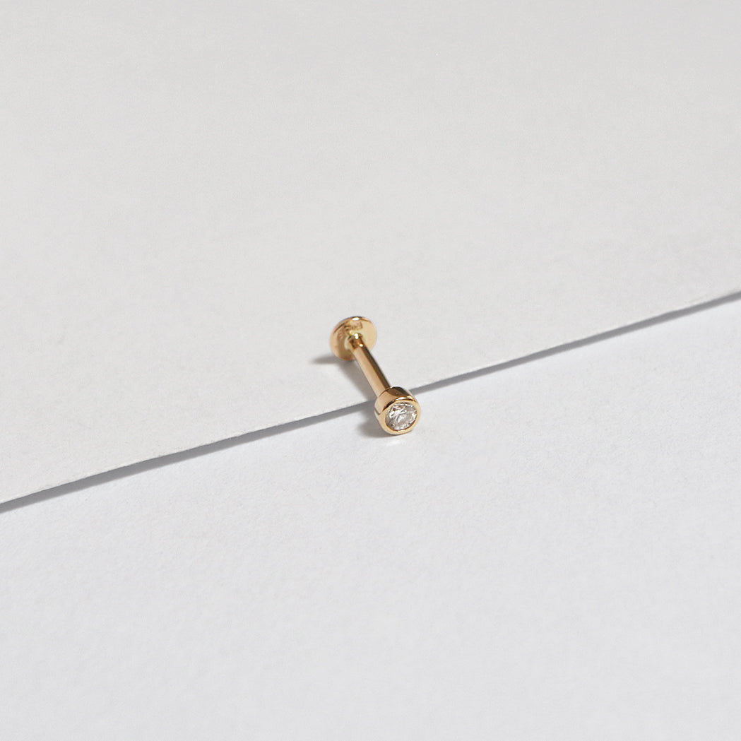 Solitaire Gold & Diamant Ohr Piercing - 2 mm