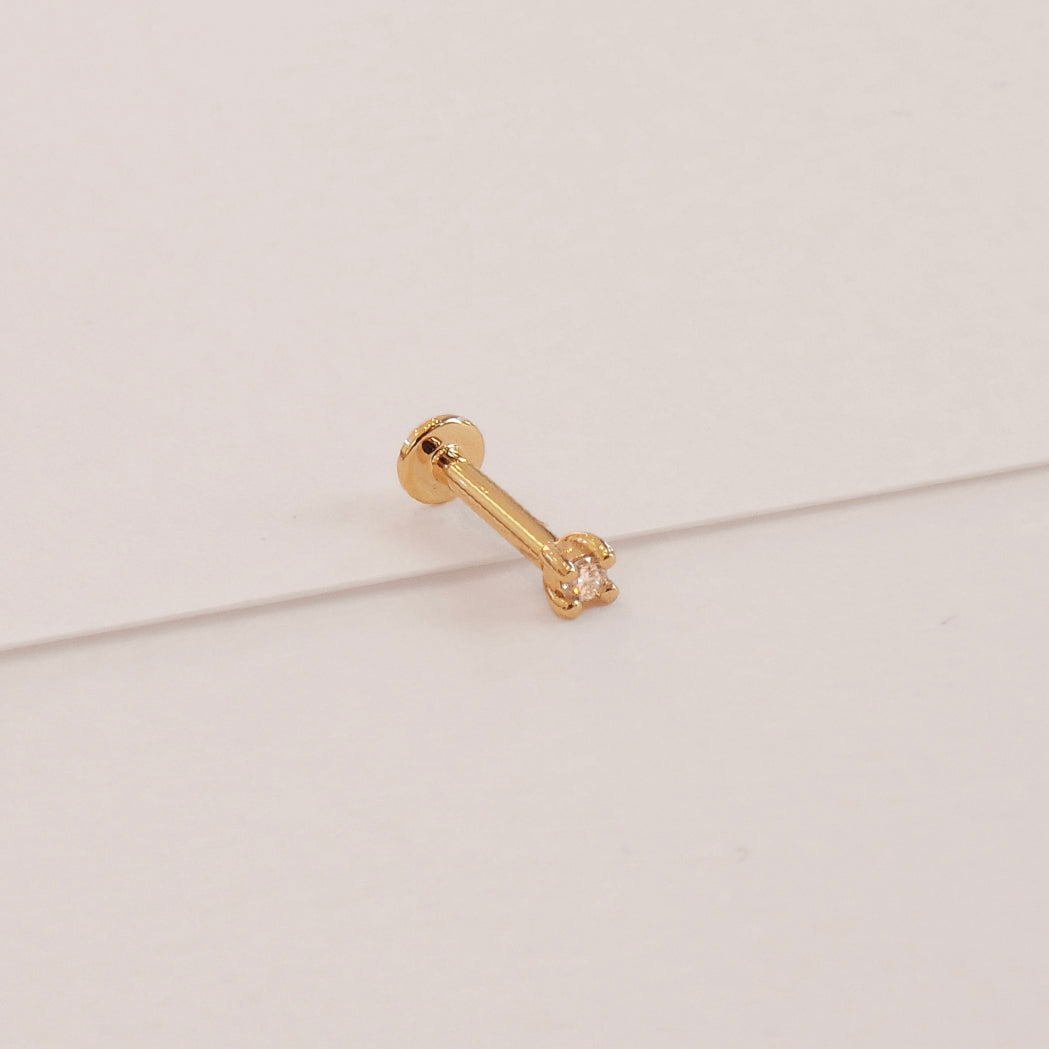 Square Ear Piercing 1.5 mm - Gold & Diamant