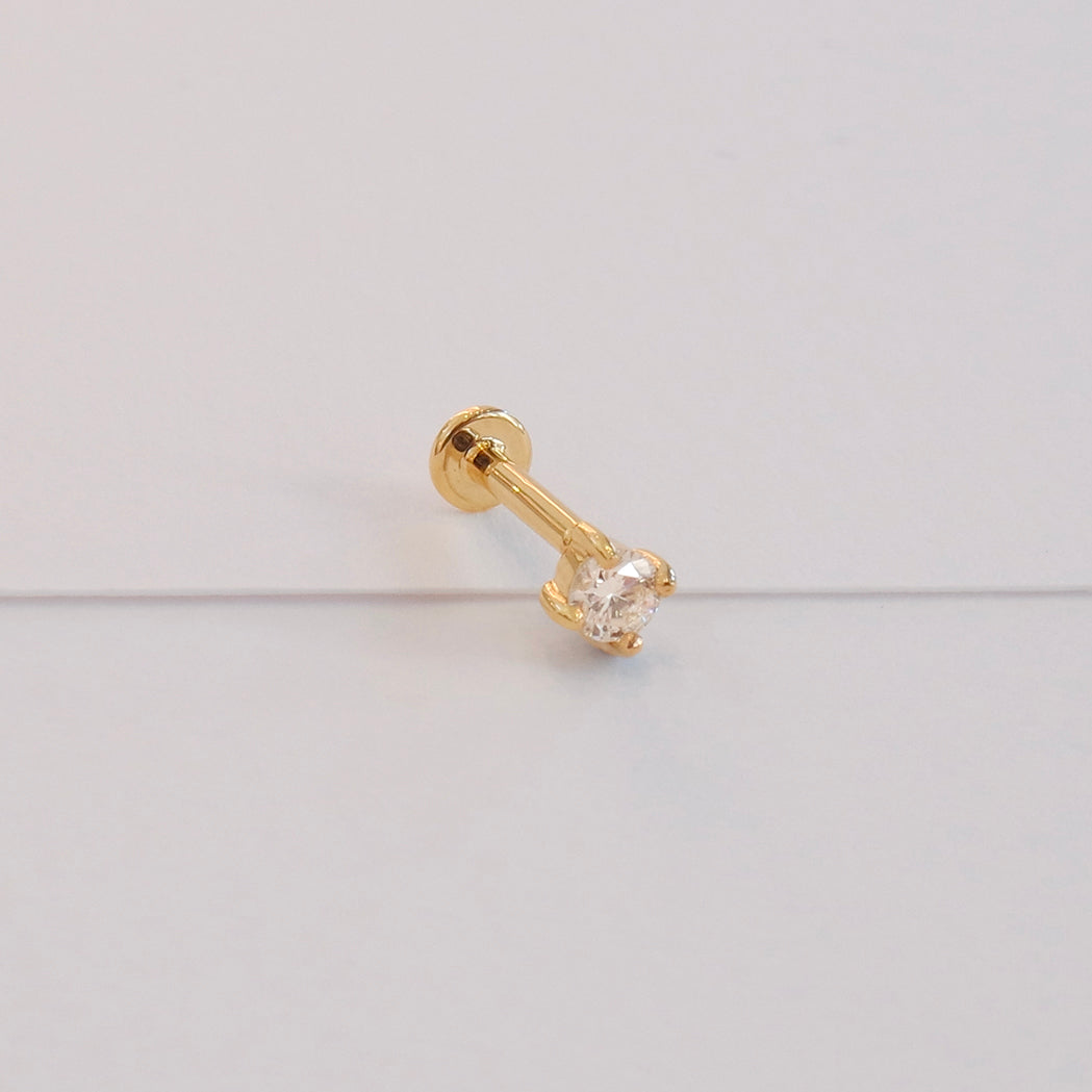 Square Ear Piercing 2.5 mm - Gold & Diamant