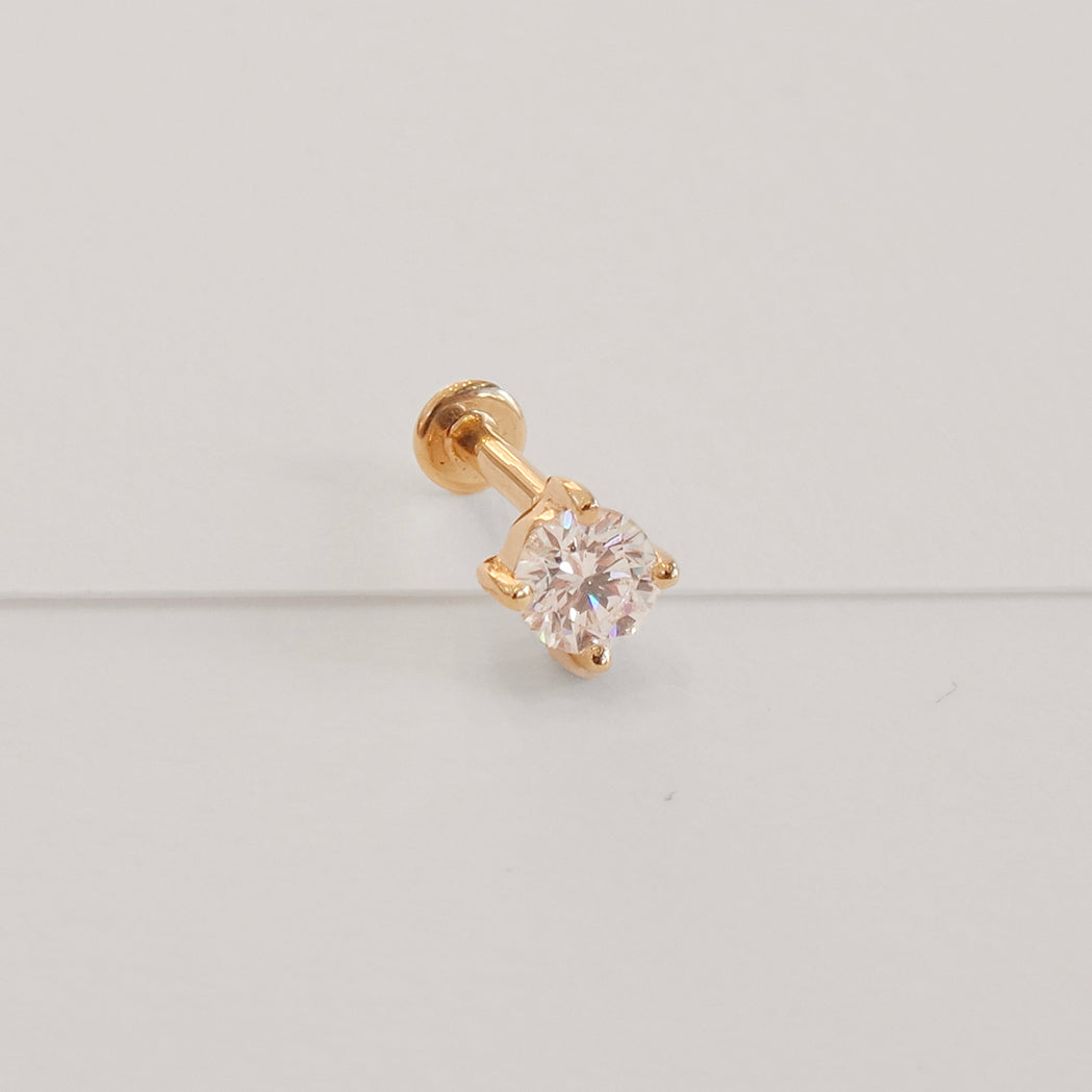 Square Ear Piercing 3.5 mm - Gold & Diamant