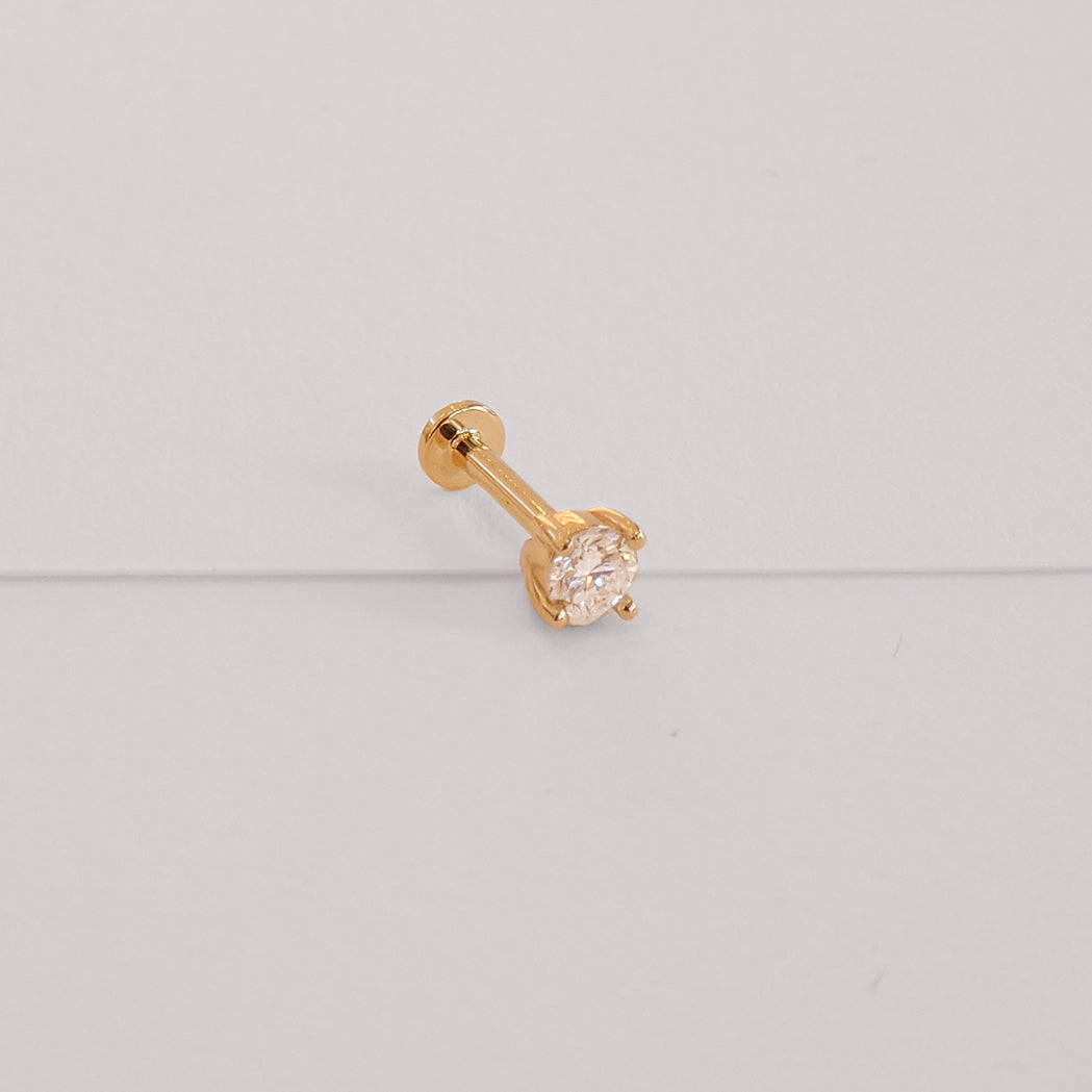 Square Ear Piercing 3 mm - Gold & Diamant