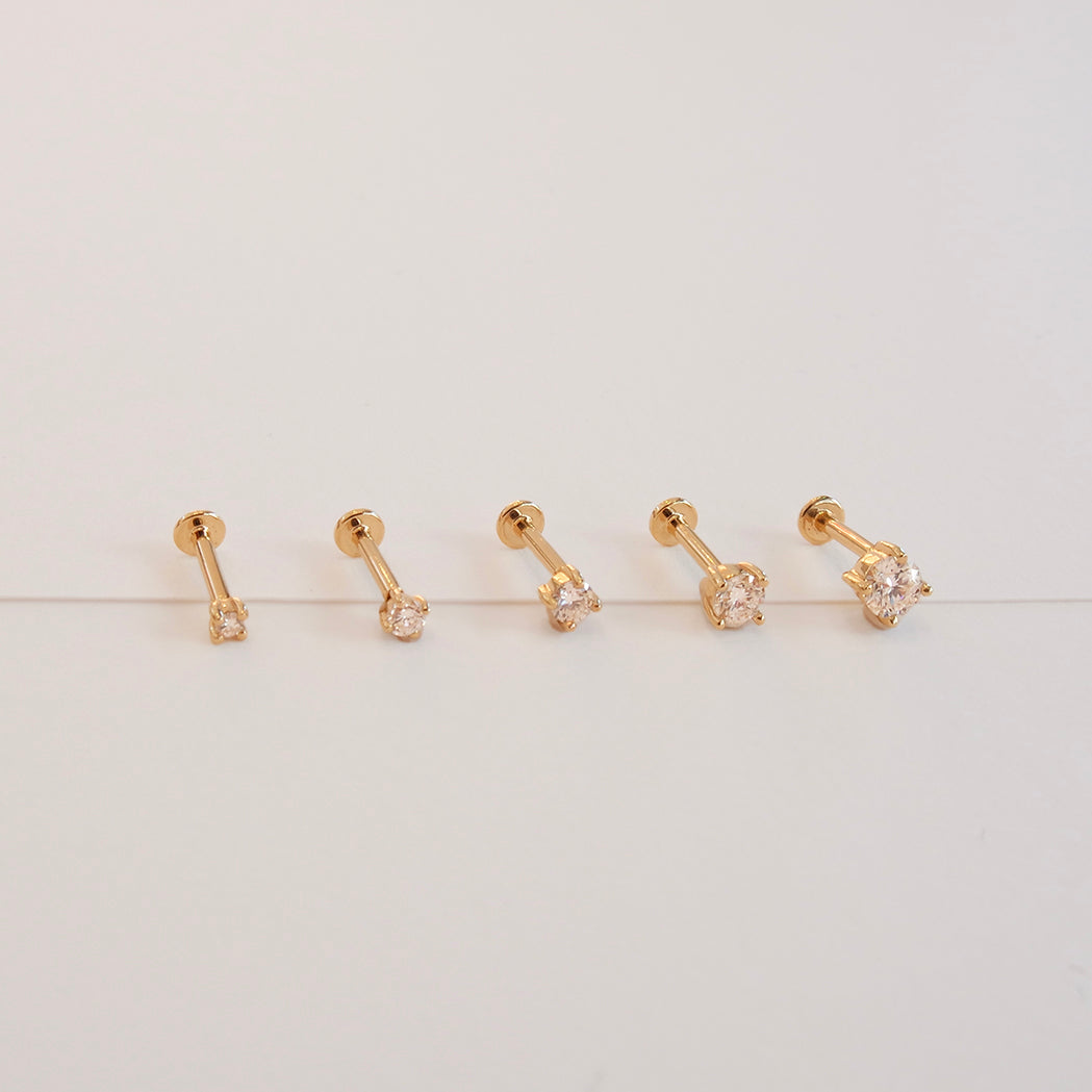 Square Ear Piercing 3 mm - Gold & Diamant