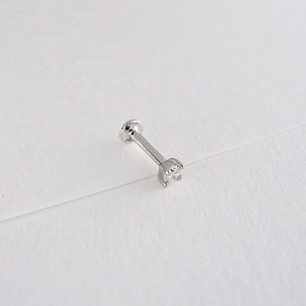Square Ear Piercing 2 mm - Gold & Diamant