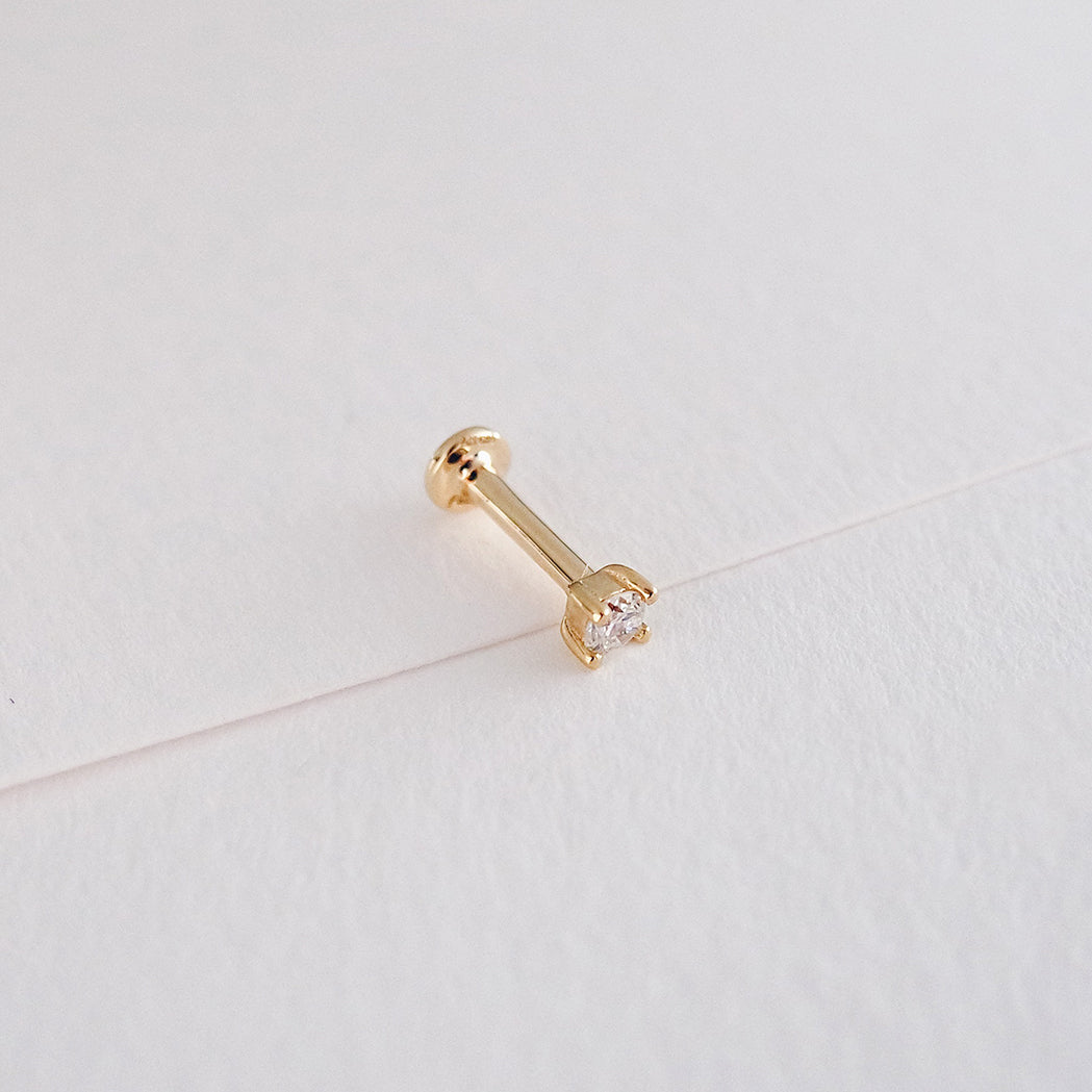 Square Ear Piercing 2 mm - Gold & Diamant