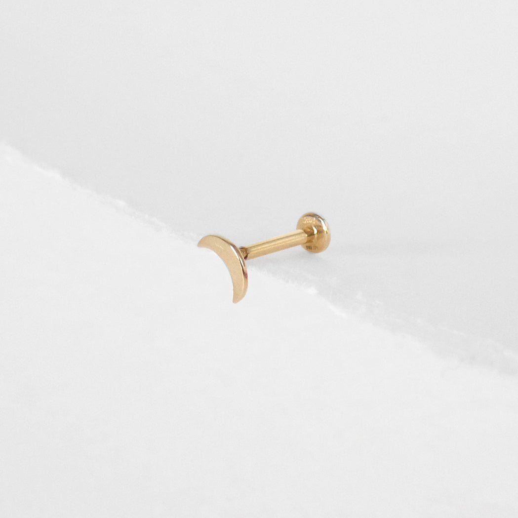 Tiny Moon Gold Ear Piercing